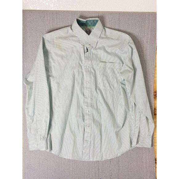 Cinch Shirt Mens Small Green Pinstriped Western Cowboy Button Down Long Sleeve - Picture 1 of 9
